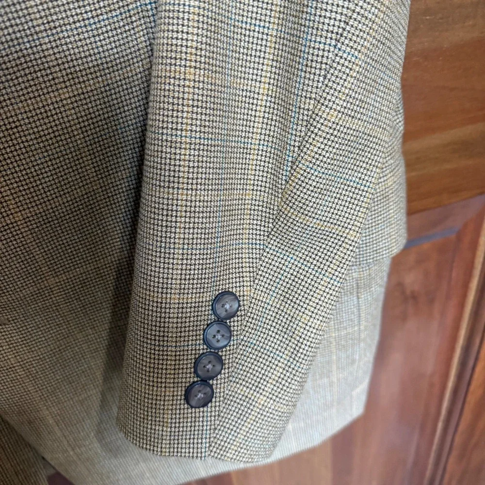George Bass Mens Tan Houndstooth Hampton Windowpane Blazer Sport Coat 42R Canada